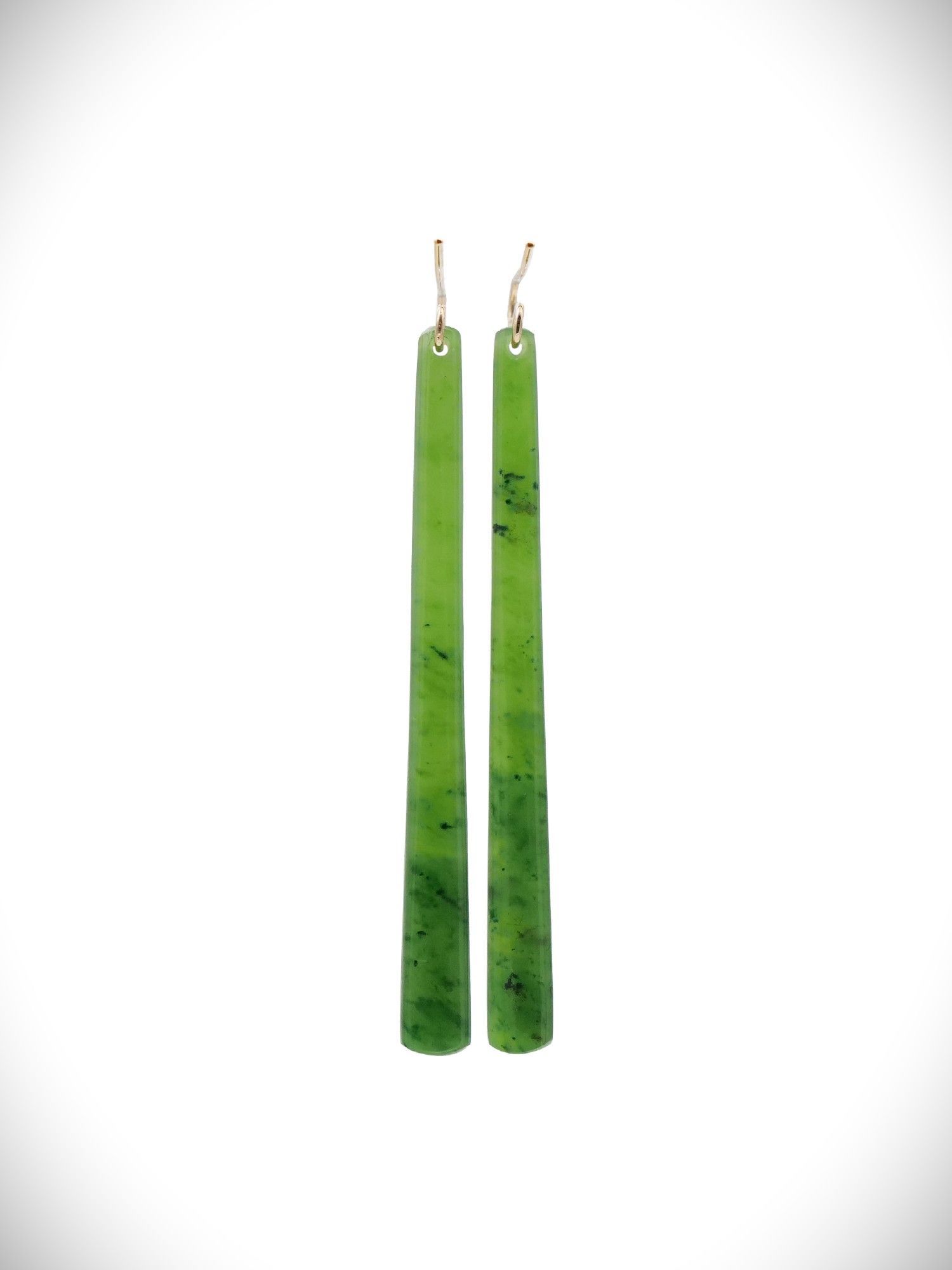 Moko Pounamu NZ Kahurangi Greenstone & 9ct Gold Earrings - Okato