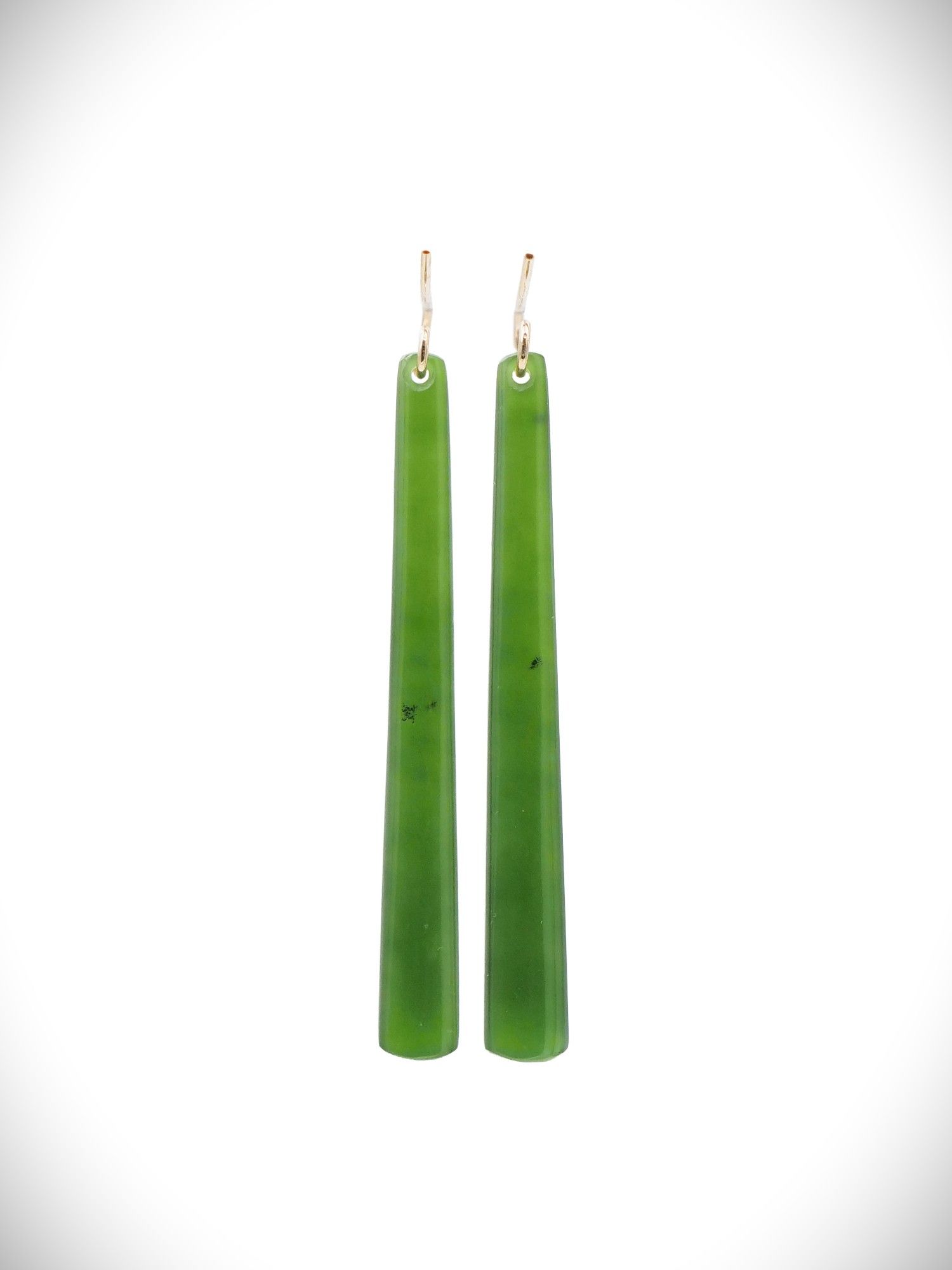 Moko Pounamu NZ Kahurangi Greenstone & 9ct Gold Earrings - Tapuae