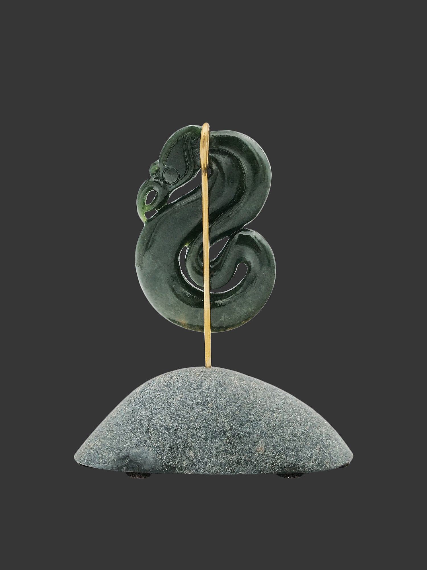 Moko Pounamu Manaia NZ Genuine Kawakawa Flower Greenstone & Greywacke - Tangiteroria