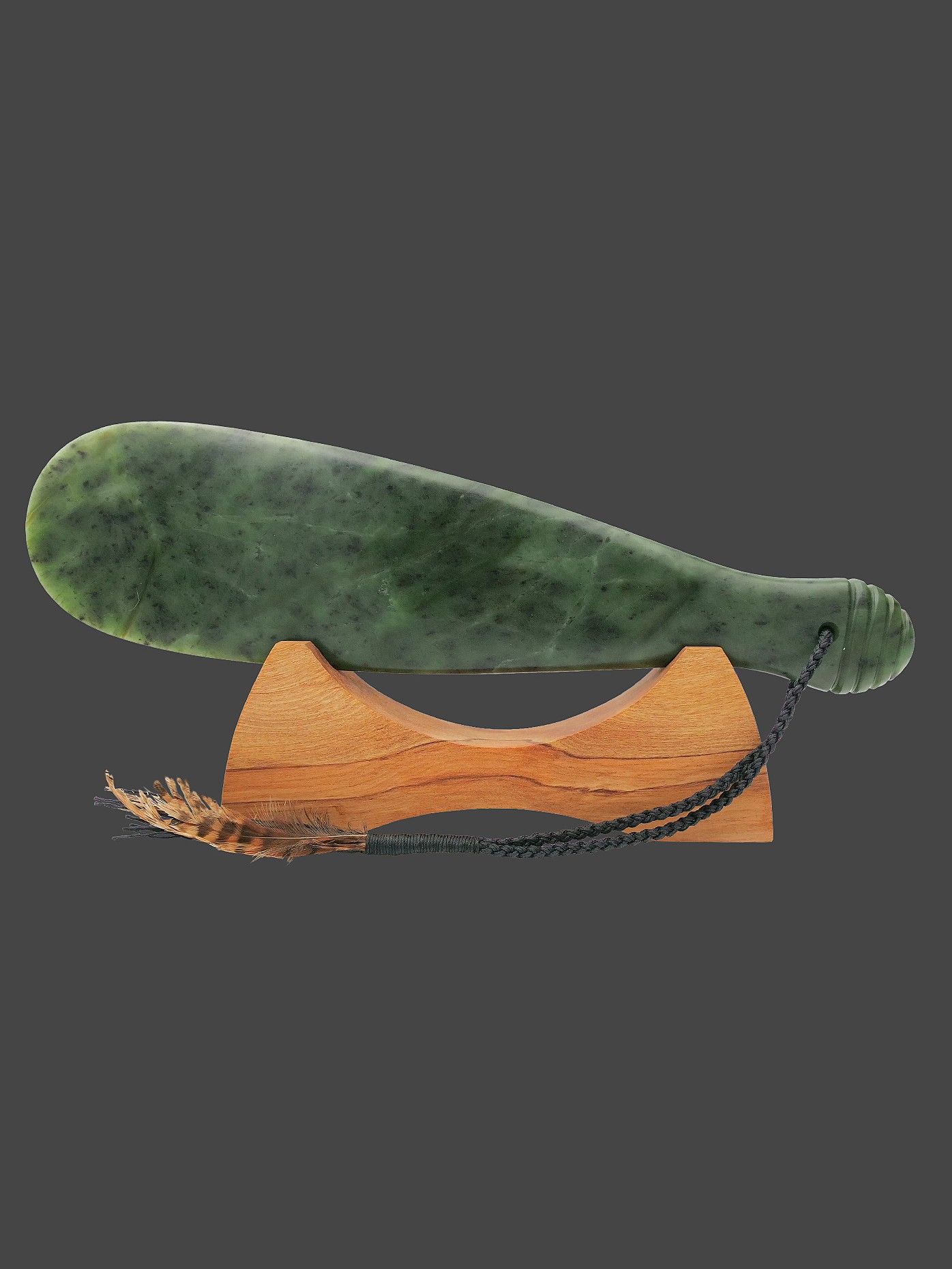 Moko Pounamu Mere Sculpture NZ Genuine Hapopo Pounamu - Maungakaramea