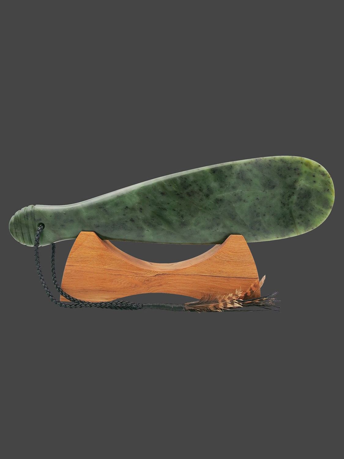 Moko Pounamu Mere Sculpture NZ Genuine Hapopo Pounamu - Maungakaramea