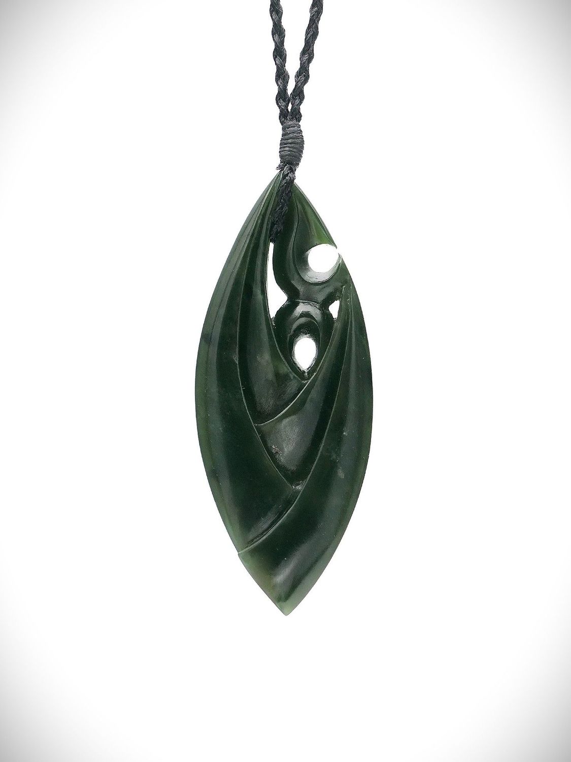 Moko Pounamu Manaia in Flower NZ Genuine Kawakawa Greenstone - Maheno