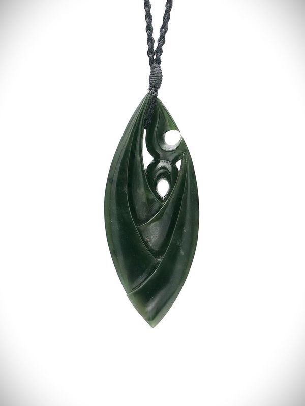 Moko Pounamu Manaia in Flower NZ Genuine Kawakawa Greenstone - Maheno Moko Pounamu Manaia in Flower NZ Genuine Kawakawa Greenstone - Maheno
