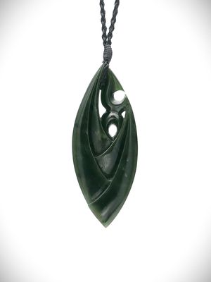 Moko Pounamu Manaia in Flower NZ Genuine Kawakawa Greenstone - Maheno Moko Pounamu Manaia in Flower NZ Genuine Kawakawa Greenstone - Maheno