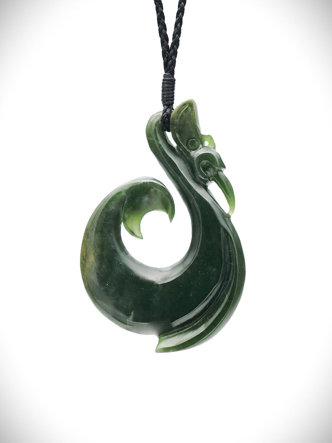 Moko Pounamu Manaia NZ Genuine Kawakawa Flower Greenstone - Otekaieke
