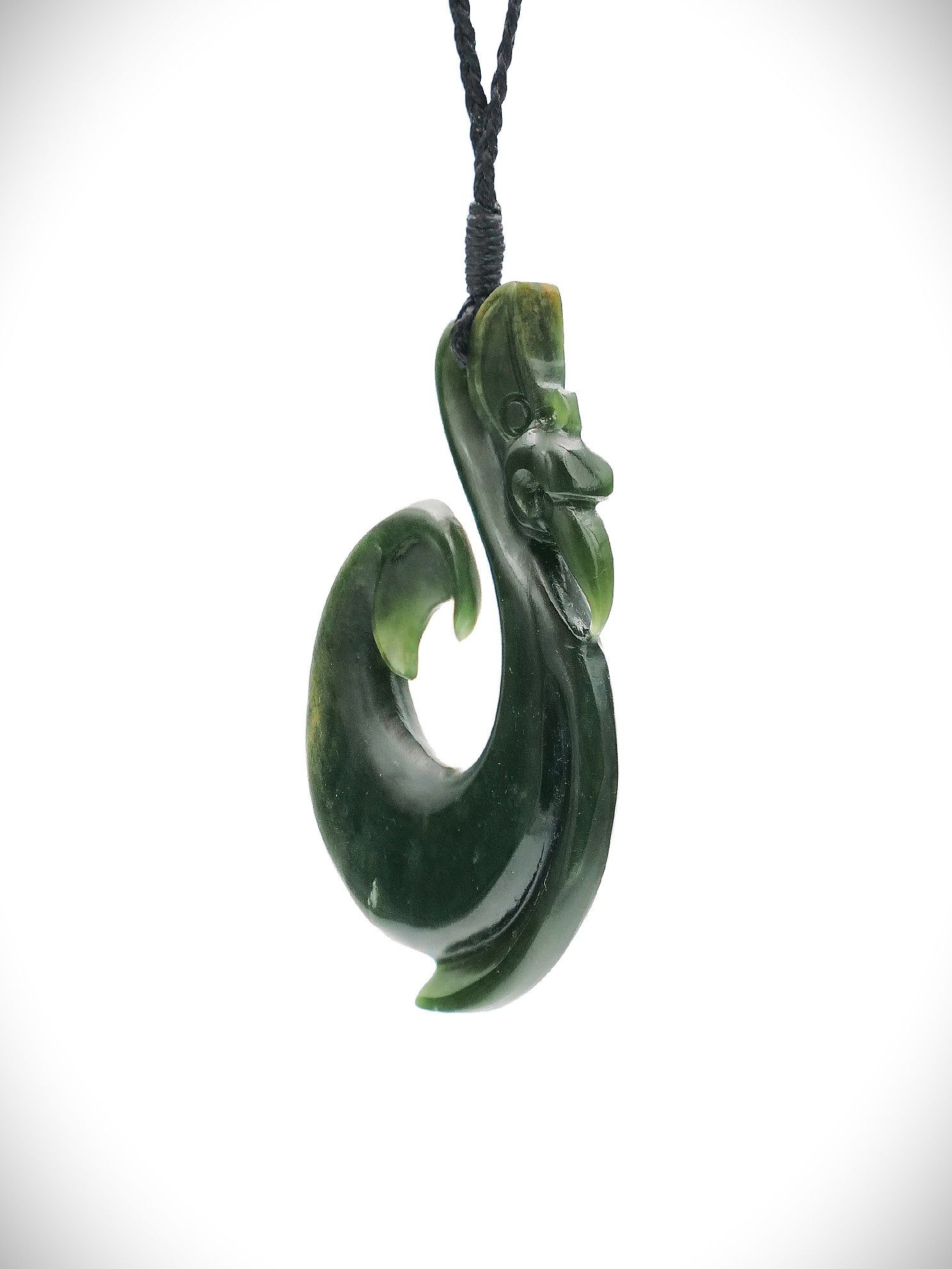 Moko Pounamu Manaia NZ Genuine Kawakawa Flower Greenstone - Otekaieke