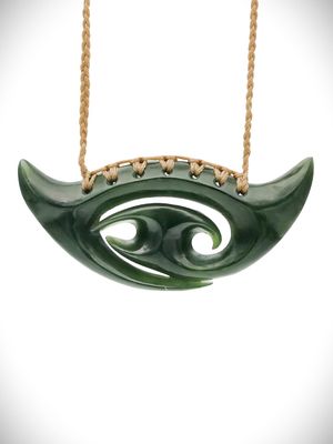 Moko Pounamu Kouma (Breastplate) Genuine NZ Kawakawa Greenstone - Ararua Moko Pounamu Kouma (Breastplate) Genuine NZ Kawakawa Greenstone - Ararua