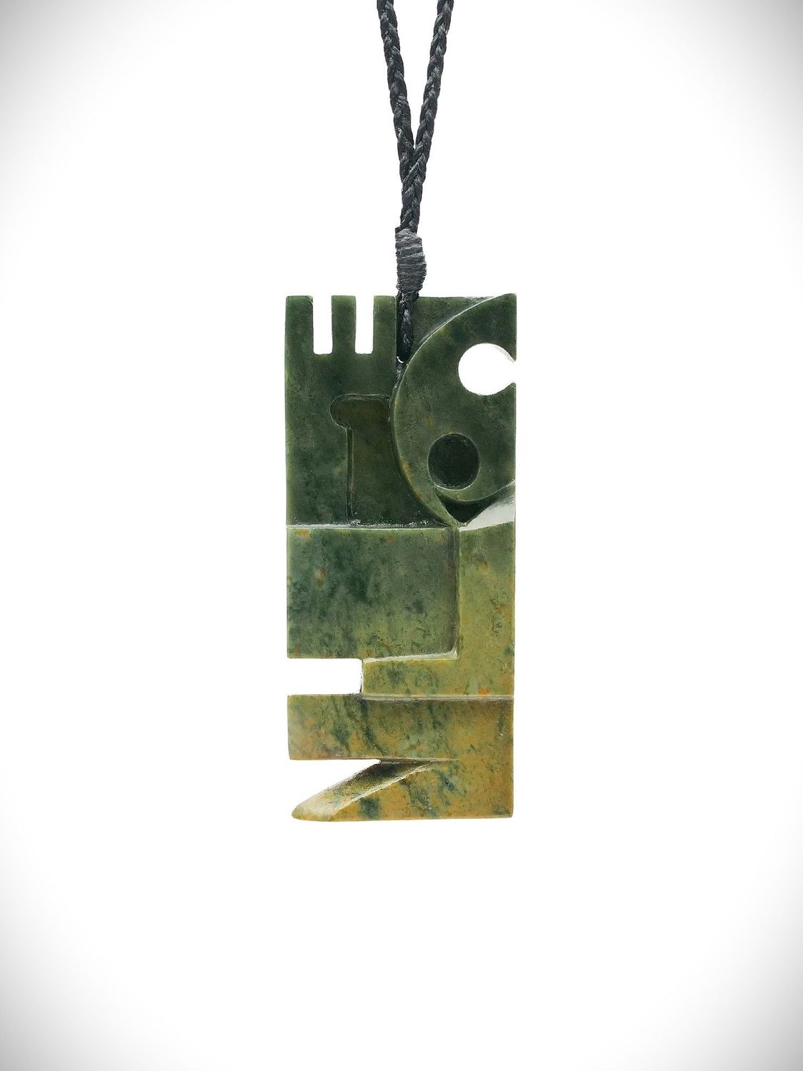 Moko Pounamu Manaia NZ Genuine Kawakawa Flower Greenstone - Waitakaruru