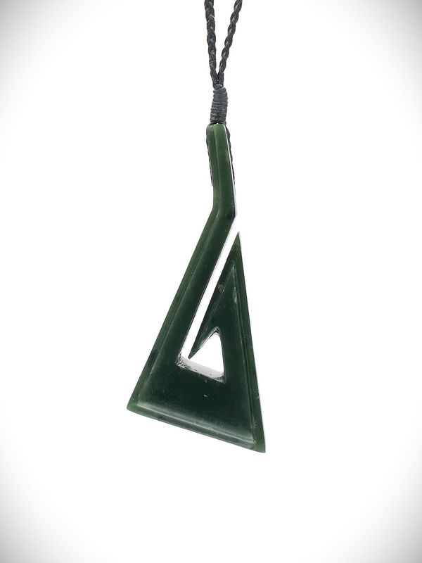 Moko Pounamu Hei Matau (Hook) NZ Genuine Kawakawa Greenstone - Pataua
