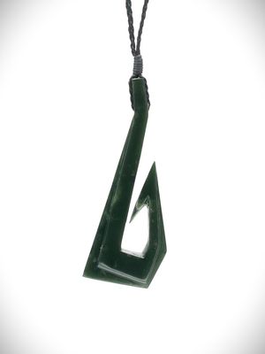 Moko Pounamu Hei Matau (Hook) NZ Genuine Kawakawa Greenstone - Whangarei Moko Pounamu Hei Matau (Hook) NZ Genuine Kawakawa Greenstone - Whangarei