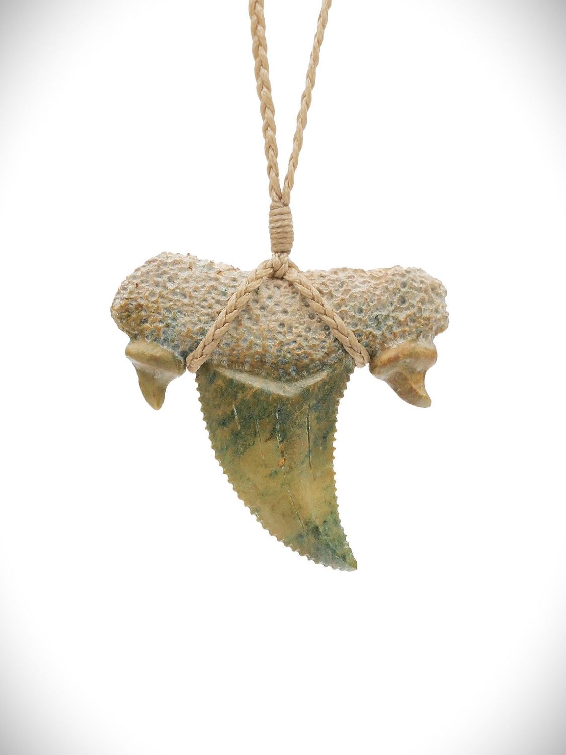 Moko Pounamu Mako Mau (Shark Tooth) Genuine NZ Raukaraka Greenstone - Arowhenua
