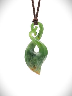 Moko Pounamu Pikorua (Twist) NZ Genuine Marsden Flower Greenstone - Maungaroa Moko Pounamu Pikorua (Twist) NZ Genuine Marsden Flower Greenstone - Maungaroa