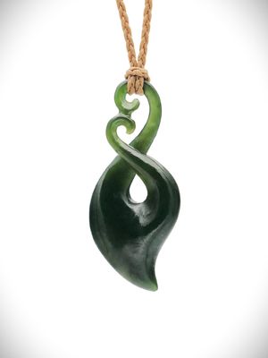 Moko Pounamu Pikorua (Twist) NZ Genuine Kawakawa Greenstone - Whareora Moko Pounamu Pikorua (Twist) NZ Genuine Kawakawa Greenstone - Whareora