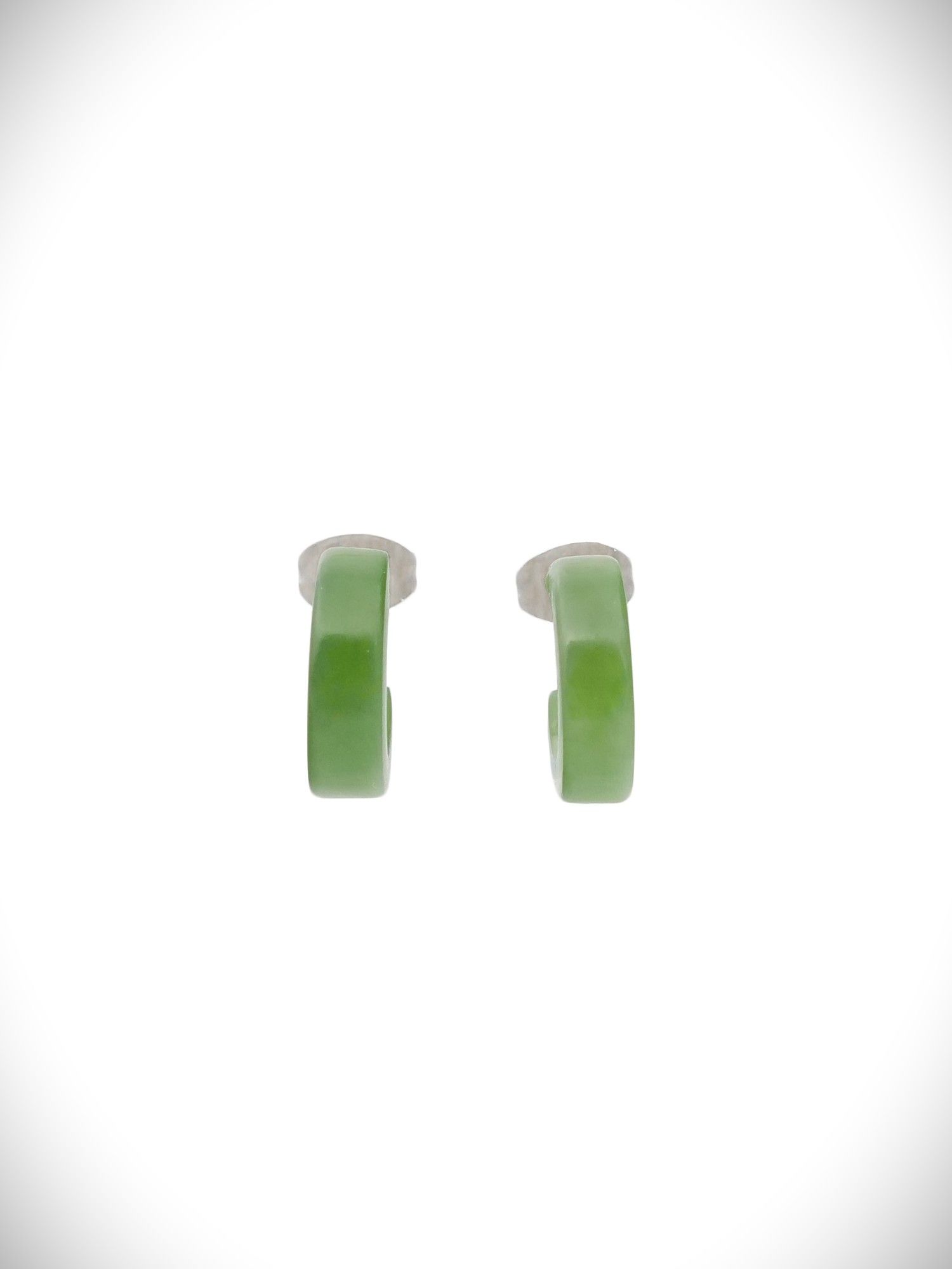 Moko Pounamu Genuine NZ Kahurangi Pounamu & Surgical Steel Huggie Stud Earrings - Huiroa