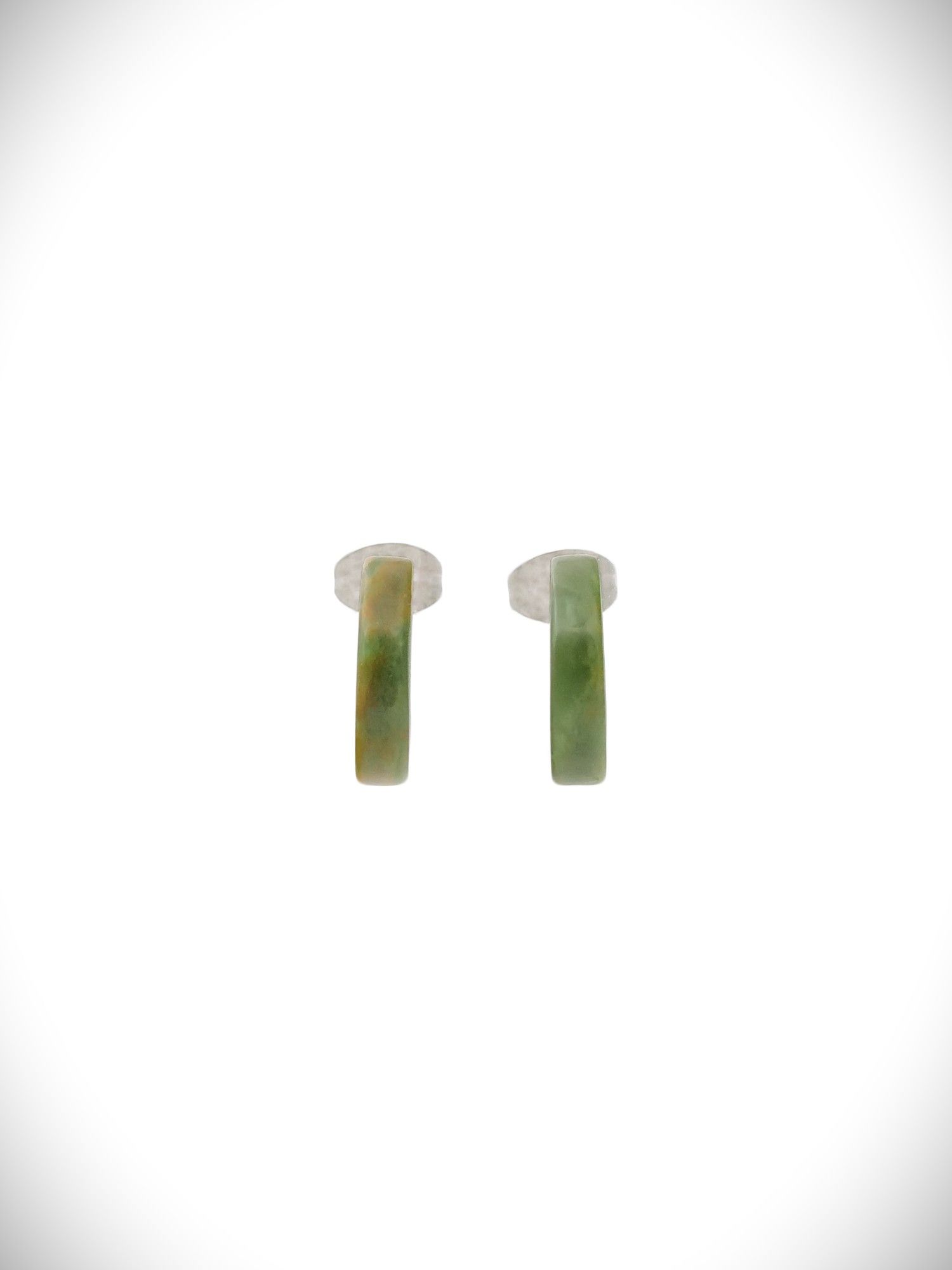 Moko Pounamu Genuine NZ Marsden Flower Pounamu & Surgical Steel Huggie Stud Earrings - Kiore