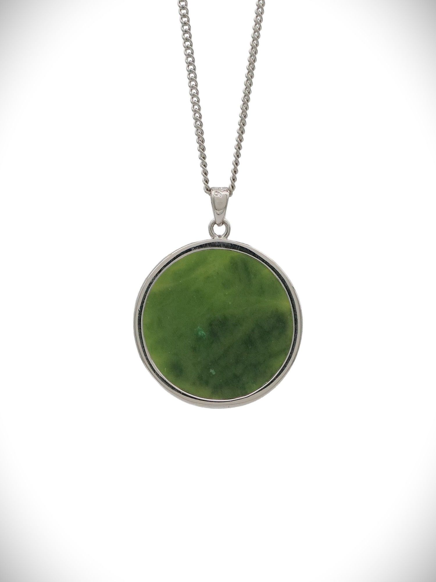 Moko Pounamu Greenstone and Sterling Silver NZ 10 Cent Coin Pendant