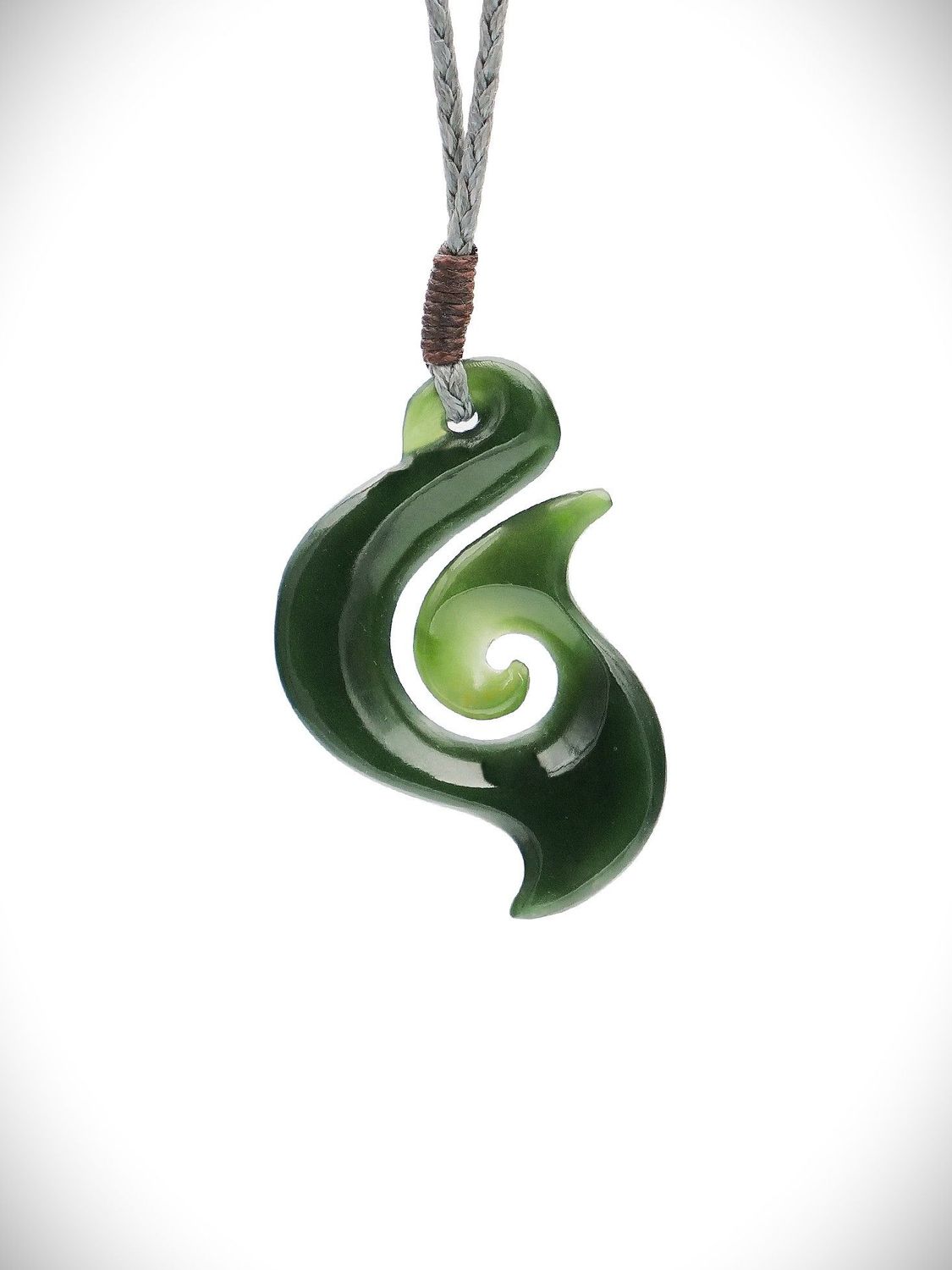 Moko Pounamu Hei Matau (Hook) NZ Genuine Kawakawa Greenstone - Waipopo Moko Pounamu Hei Matau (Hook) NZ Genuine Kawakawa Greenstone - Waipopo