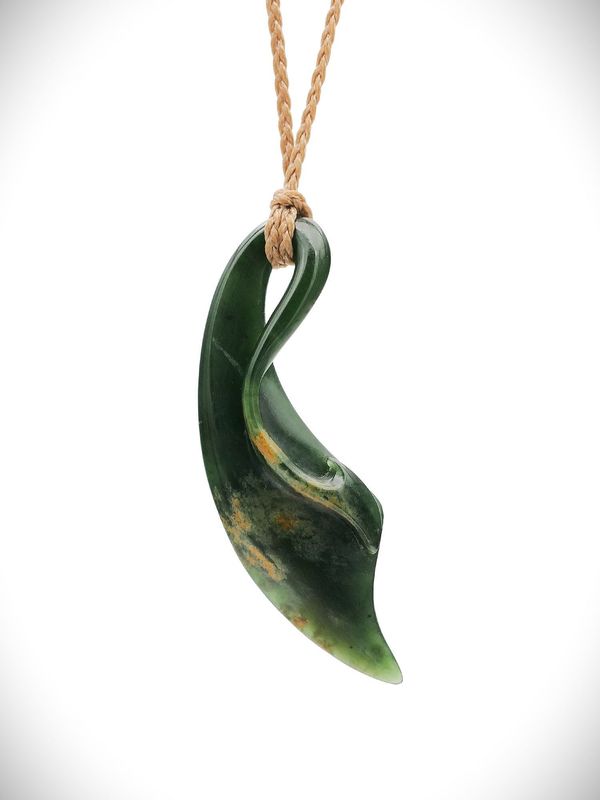 Moko Pounamu Pikorua NZ Genuine Marsden Flower Greenstone - Matawaia Moko Pounamu Pikorua NZ Genuine Marsden Flower Greenstone - Matawaia