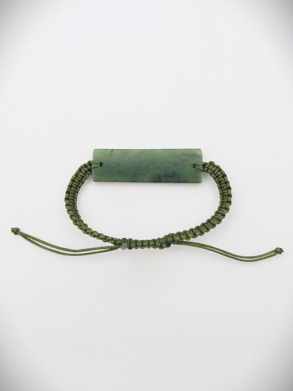 Moko Pounamu NZ Genuine Hapopo Pounamu Green Adjustable Bracelet - Kakariki Moko Pounamu NZ Genuine Hapopo Pounamu Green Adjustable Bracelet - Kakariki