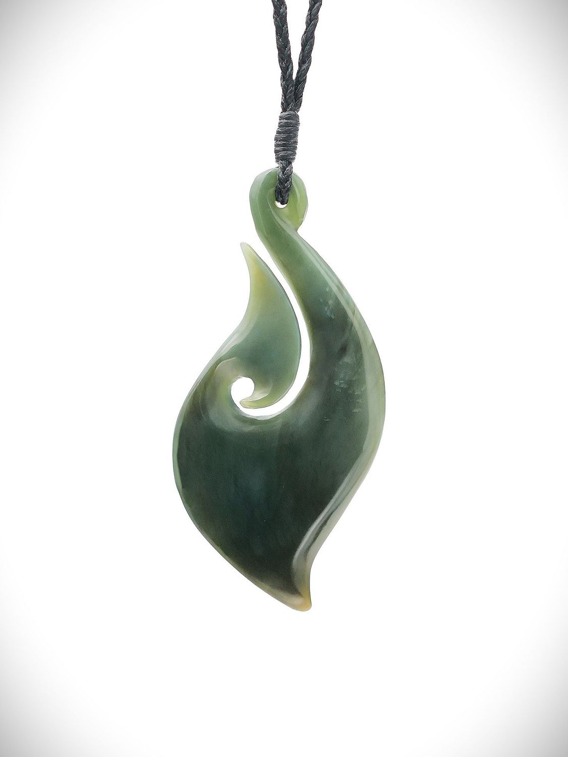 Moko Pounamu Hei Matau (Hook) NZ Genuine Inanga Greenstone - Mokai Moko Pounamu Hei Matau (Hook) NZ Genuine Inanga Greenstone - Mokai