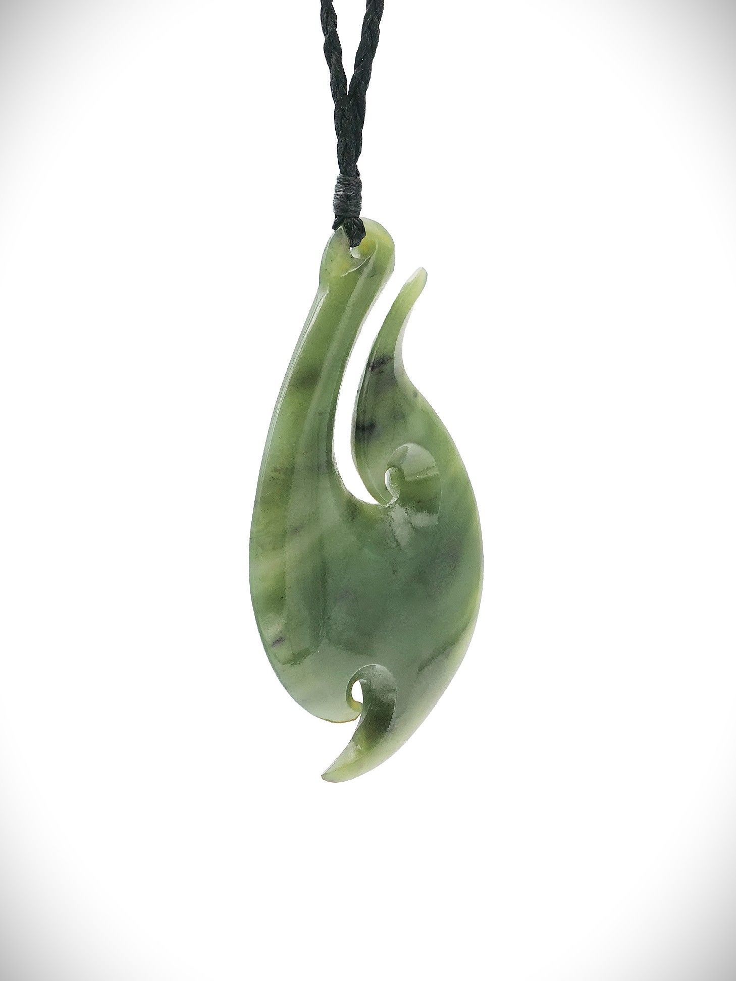 Moko Pounamu Hei Matau (Hook) NZ Genuine Hapopo Greenstone - Towai