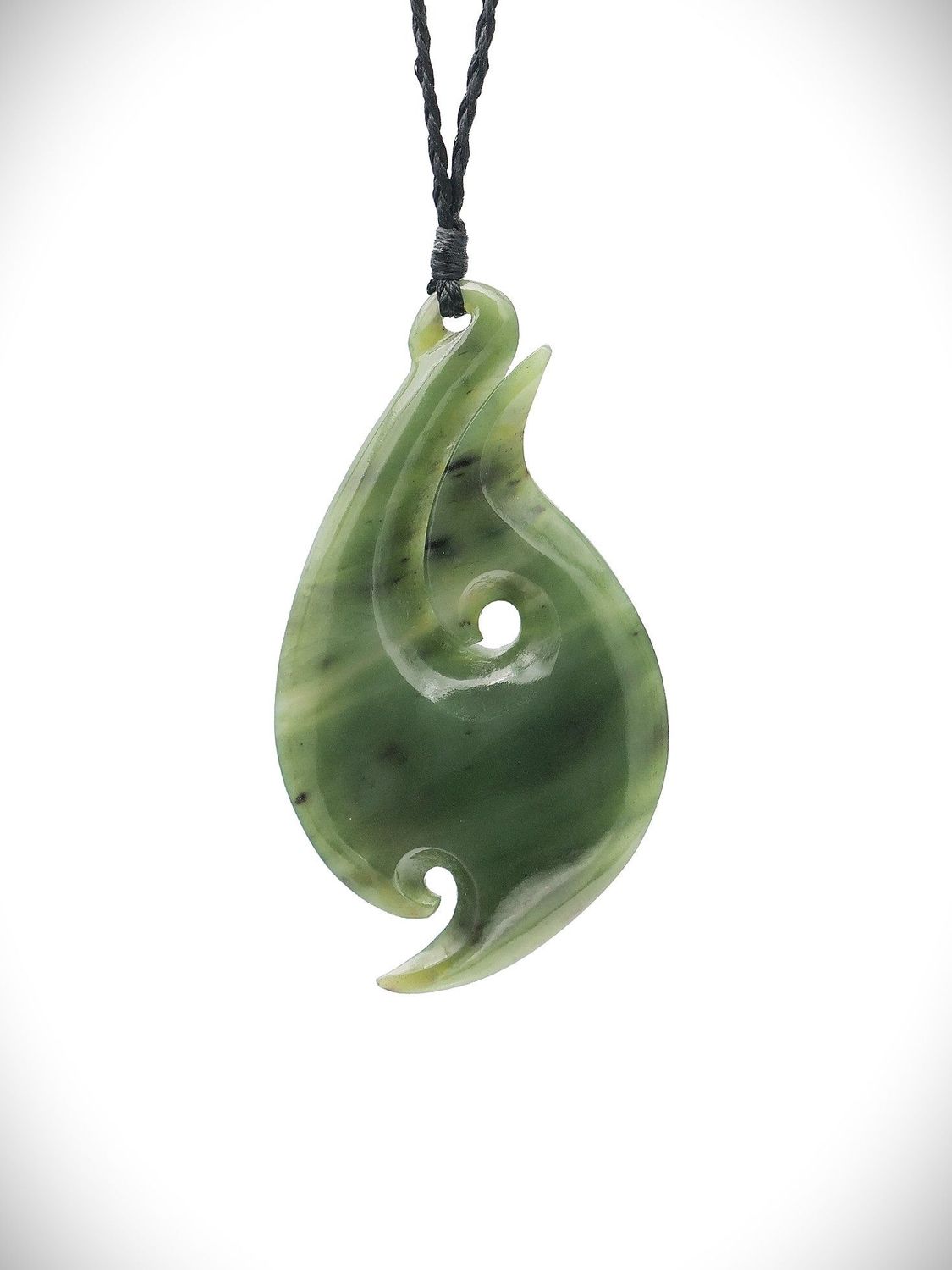 Moko Pounamu Hei Matau (Hook) NZ Genuine Hapopo Greenstone - Towai Moko Pounamu Hei Matau (Hook) NZ Genuine Hapopo Greenstone - Towai