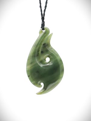 Moko Pounamu Hei Matau (Hook) NZ Genuine Hapopo Greenstone - Towai Moko Pounamu Hei Matau (Hook) NZ Genuine Hapopo Greenstone - Towai