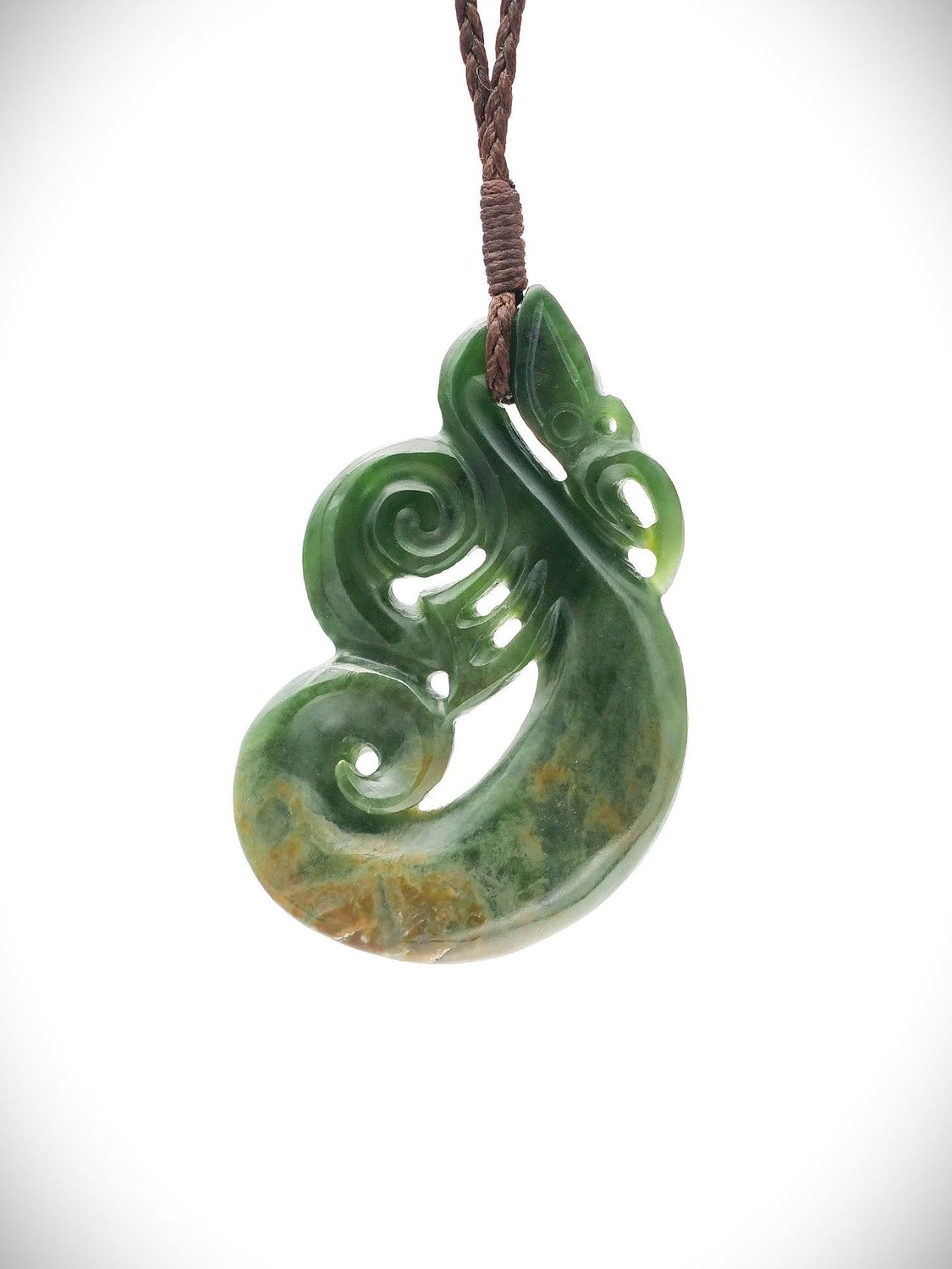 Moko Pounamu Manaia NZ Genuine Marsden Flower Greenstone - Kaihinu