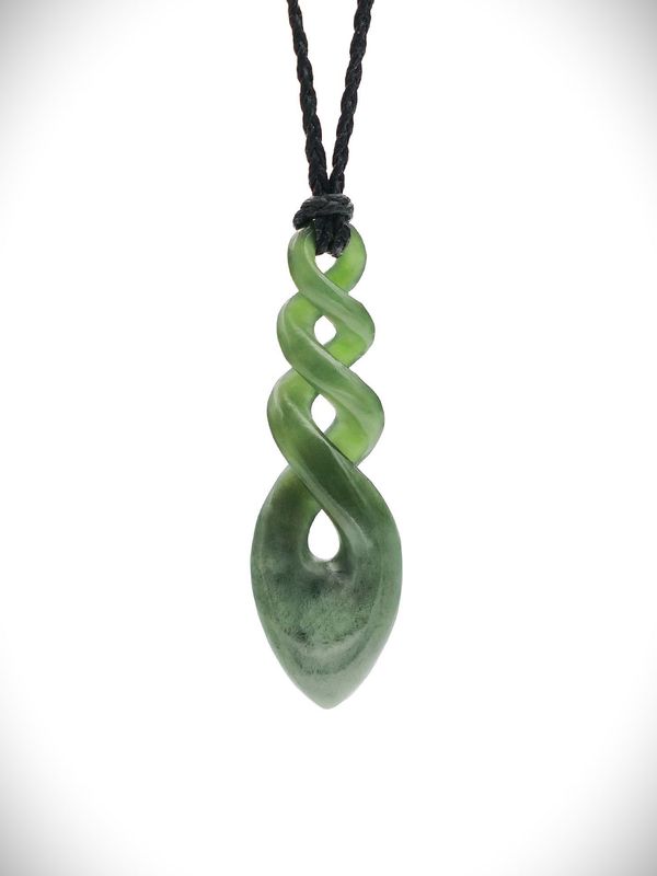 Moko Pounamu Triple Pikorua (Twist) NZ Genuine Kawakawa Greenstone - Matangi Moko Pounamu Triple Pikorua (Twist) NZ Genuine Kawakawa Greenstone - Matangi