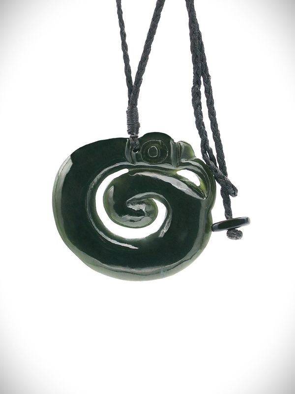 Moko Pounamu Koropepe NZ Genuine Kawakawa Greenstone - Mangatawhiri Moko Pounamu Koropepe NZ Genuine Kawakawa Greenstone - Mangatawhiri