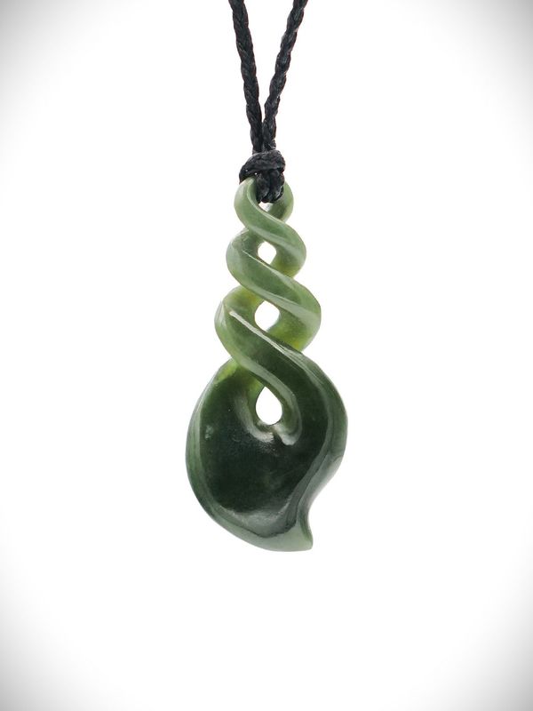 Moko Pounamu Triple Pikorua (Twist) NZ Genuine Kawakawa Greenstone - Kotikoti Moko Pounamu Triple Pikorua (Twist) NZ Genuine Kawakawa Greenstone - Kotikoti