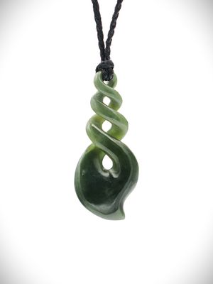 Moko Pounamu Triple Pikorua (Twist) NZ Genuine Kawakawa Greenstone - Kotikoti