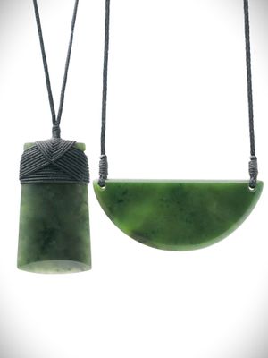 Toki & Kouma (Breastplate) Bundle #1 - NZ Genuine Kawakawa Pounamu - 2 carvings for $375 Toki & Kouma (Breastplate) Bundle #1 - NZ Genuine Kawakawa Pounamu - 2 carvings for $375