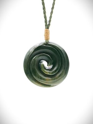 Moko Pounamu Double Koru NZ Genuine Kawakawa Flower Greenstone -  Otoroa