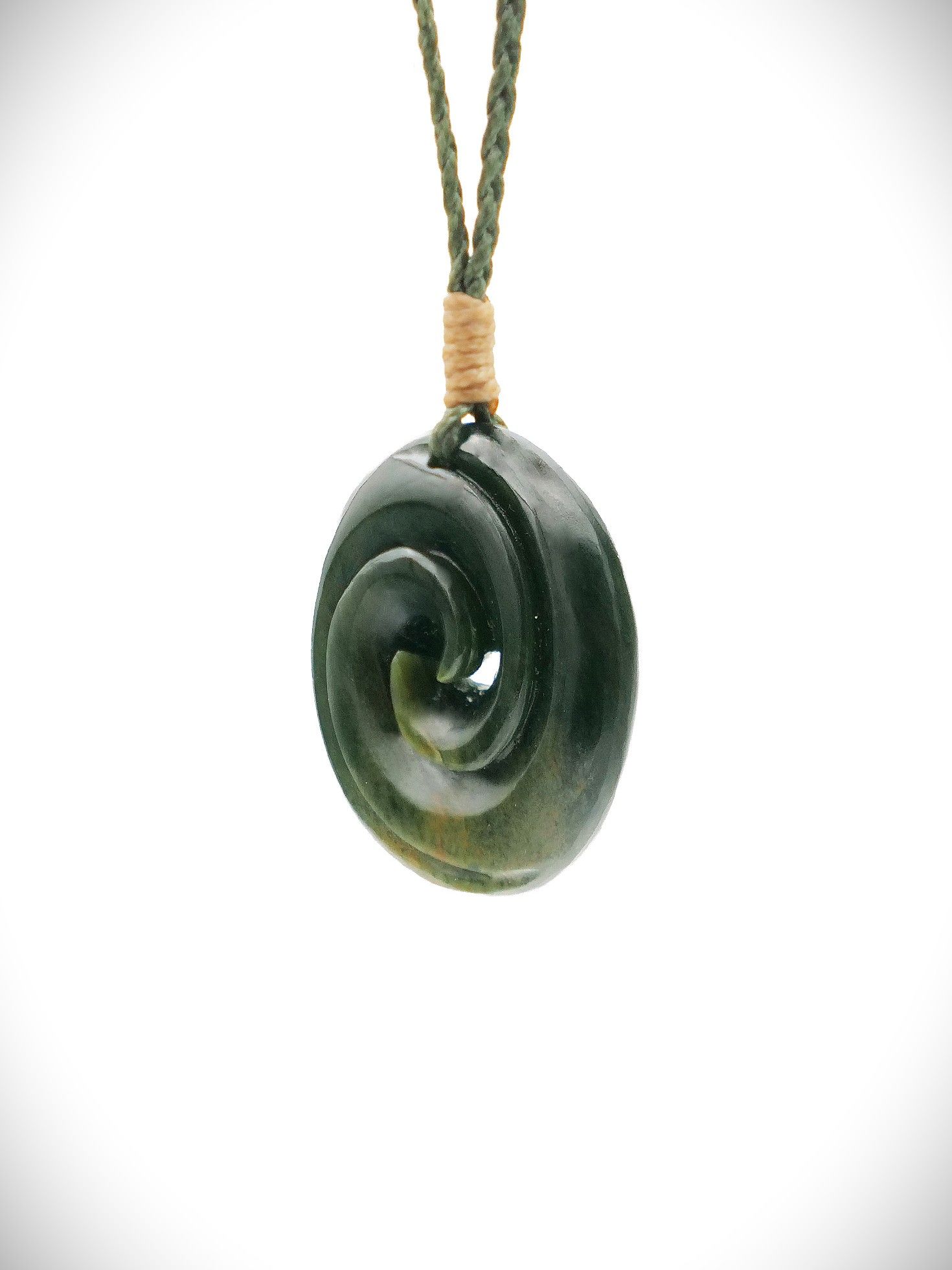 Moko Pounamu Double Koru NZ Genuine Kawakawa Flower Greenstone - Otoroa
