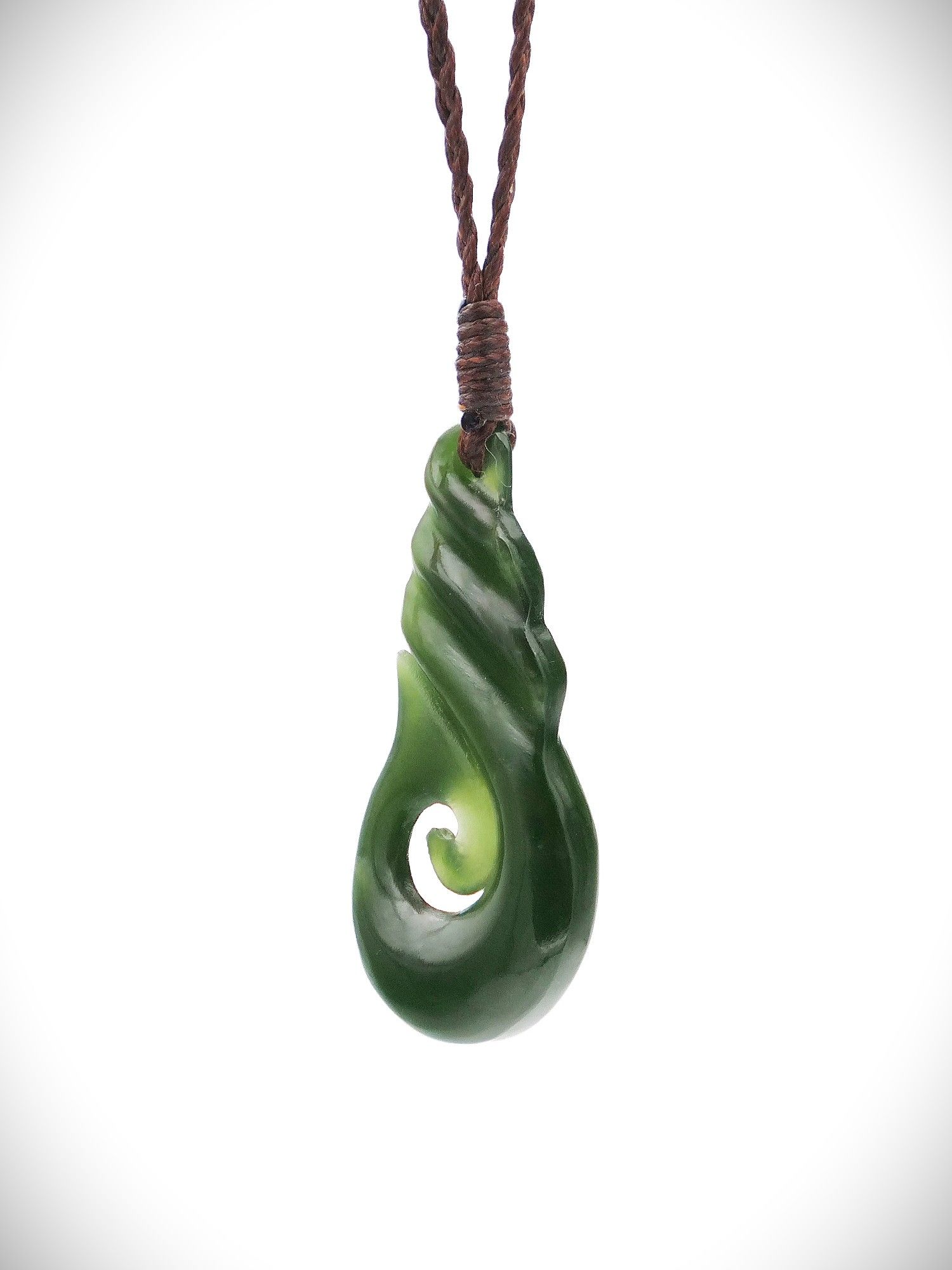 Moko Pounamu Hei Matau (Hook) Genuine NZ Kahurangi Greenstone - Whareora