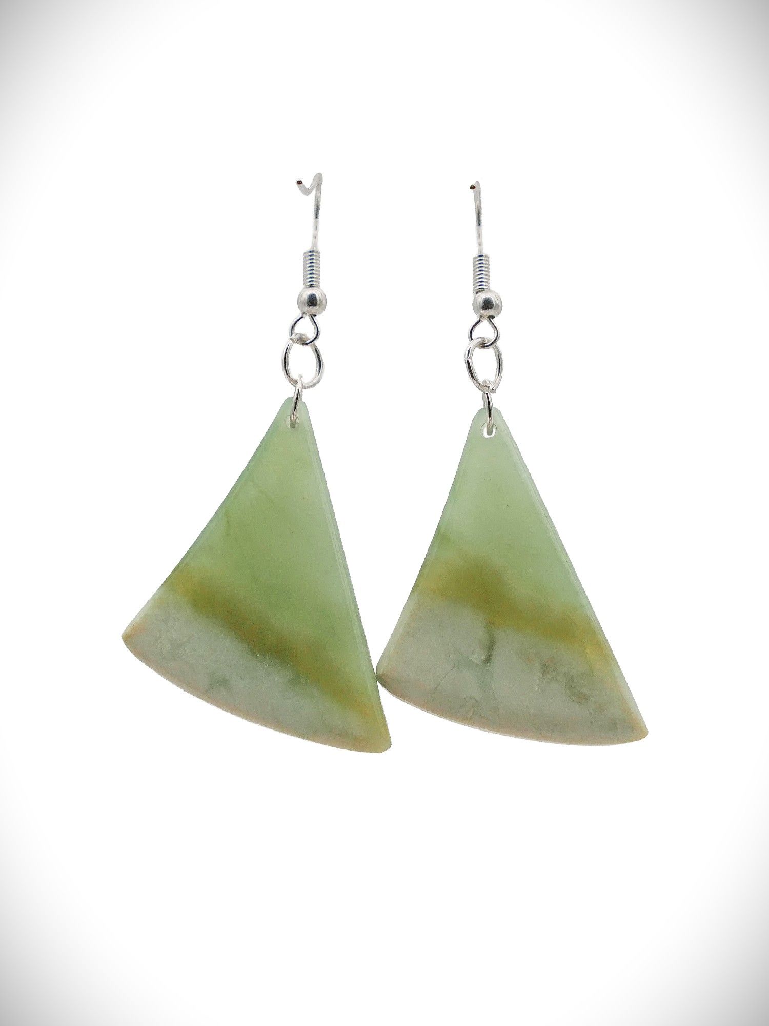 Moko Pounamu NZ Inanga Flower Greenstone & Sterling Silver Earrings - Kopuwai