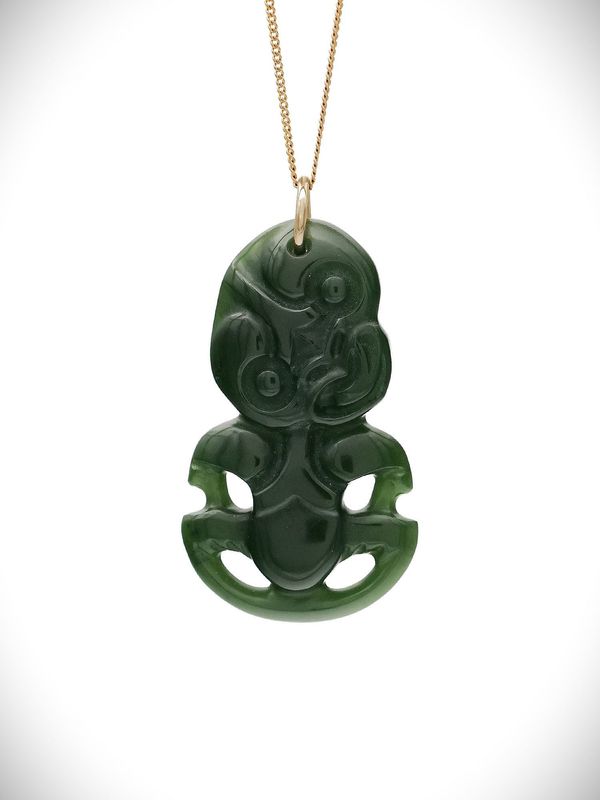 Moko Pounamu Hei Tiki Genuine NZ Kawakawa Greenstone - Rawhiti Moko Pounamu Hei Tiki Genuine NZ Kawakawa Greenstone - Rawhiti