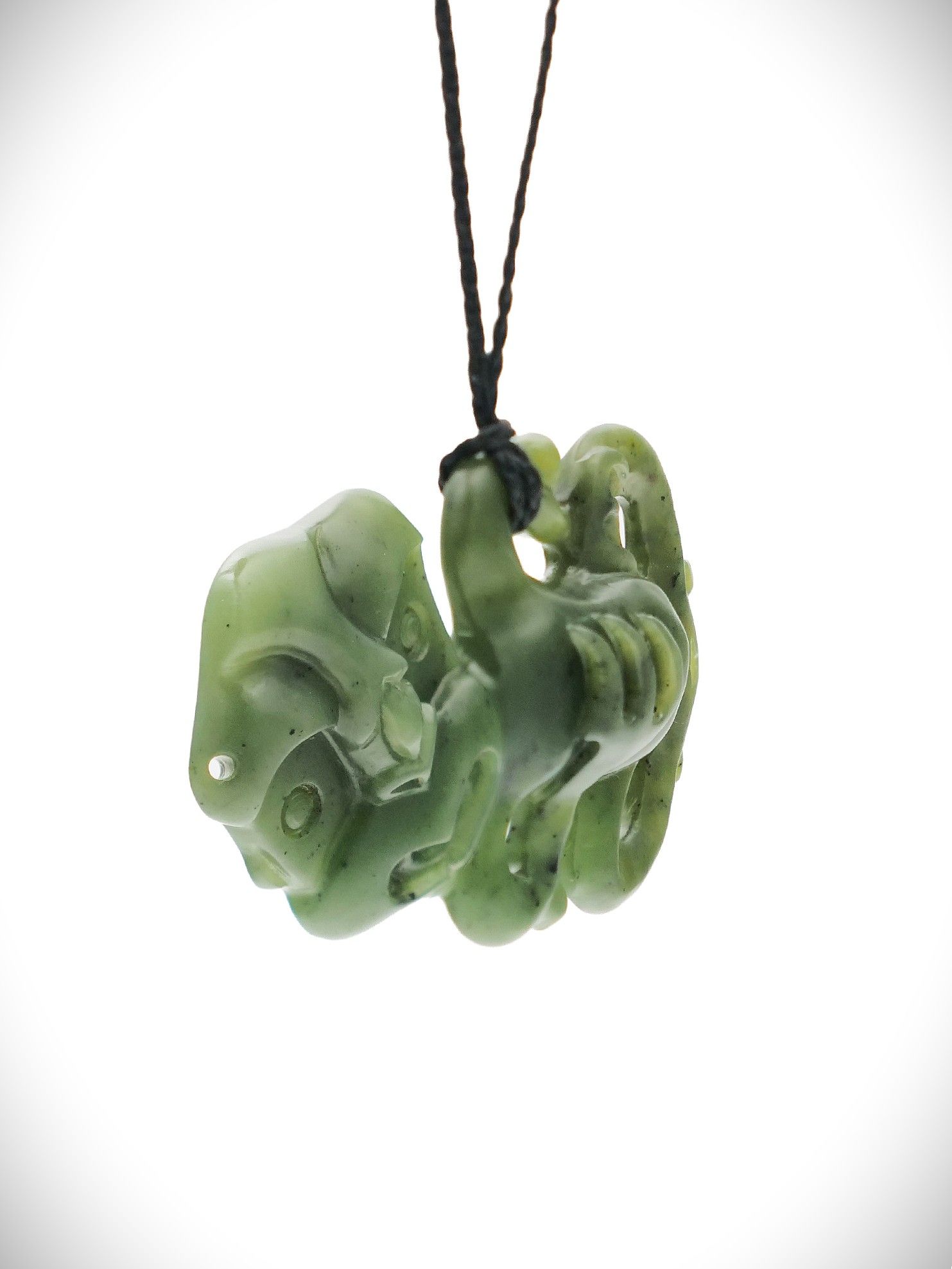 Moko Pounamu Hei Tiki NZ Genuine Kawakawa Greenstone - Kerikeri