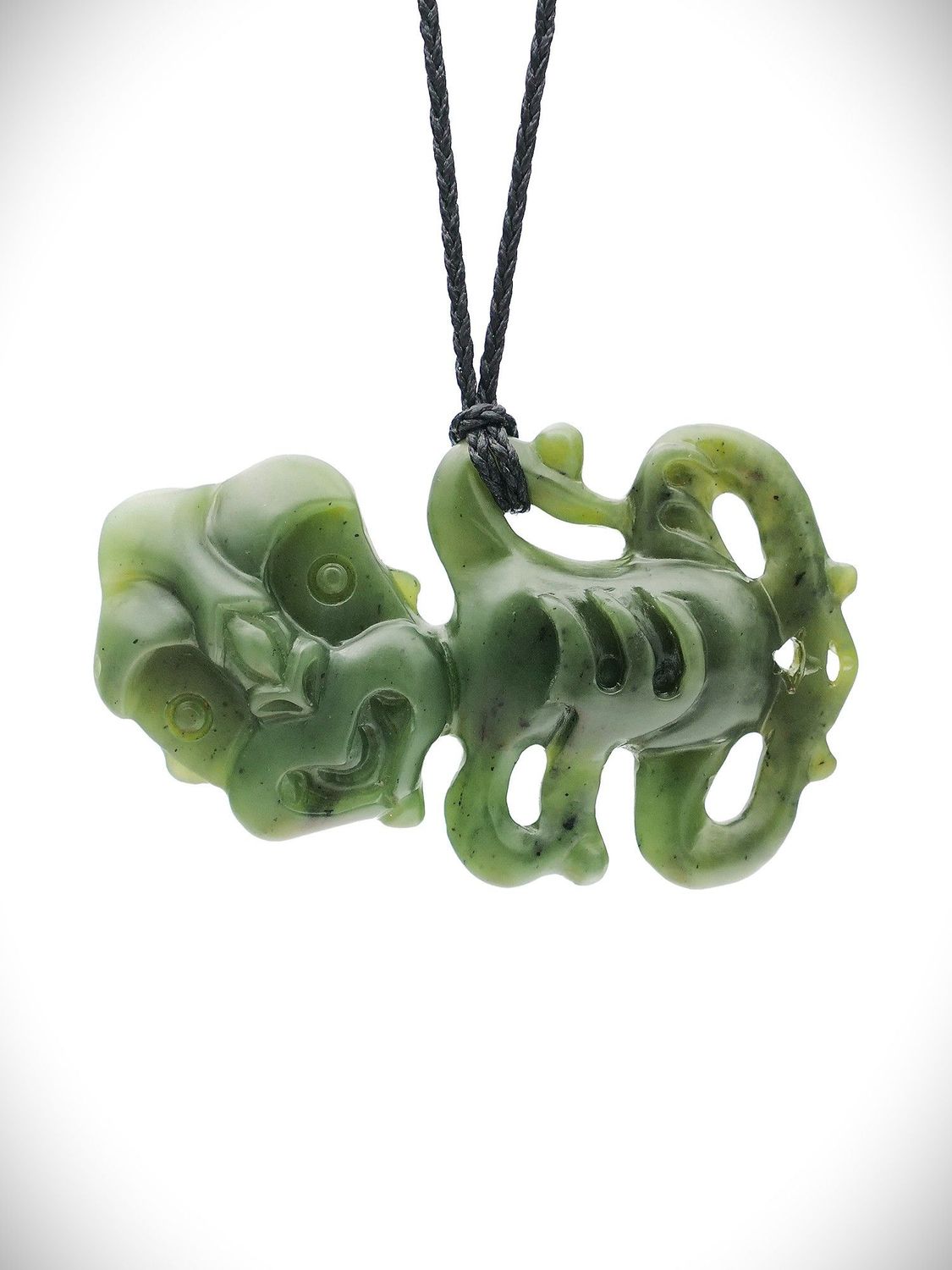 Moko Pounamu Hei Tiki NZ Genuine Kawakawa Greenstone - Kerikeri