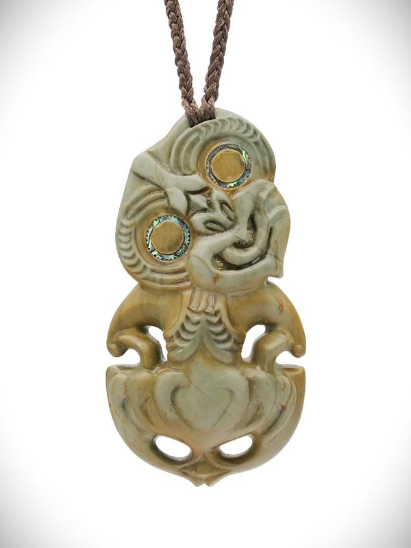 Moko Pounamu Hei Tiki NZ Genuine Inanga Greenstone - Mangonui