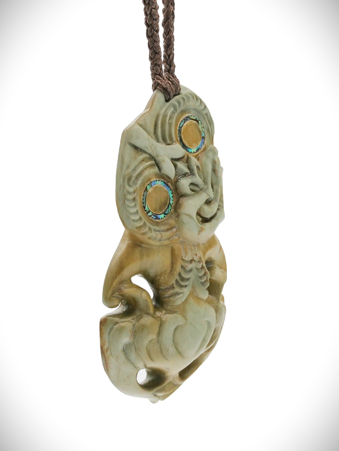 Moko Pounamu Hei Tiki NZ Genuine Inanga Greenstone - Mangonui