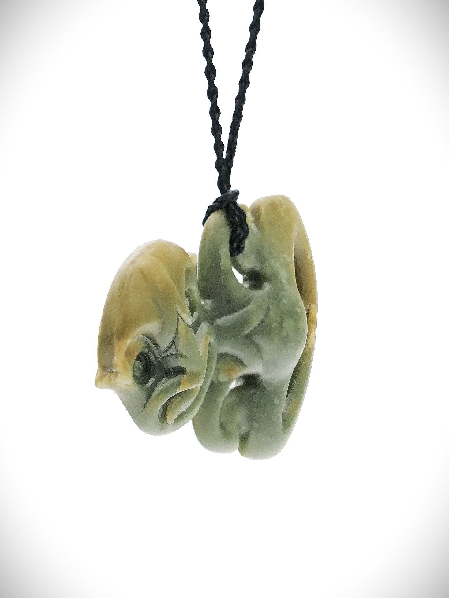Moko Pounamu Hei Tiki Genuine NZ Inanga Greenstone  - Okaihau