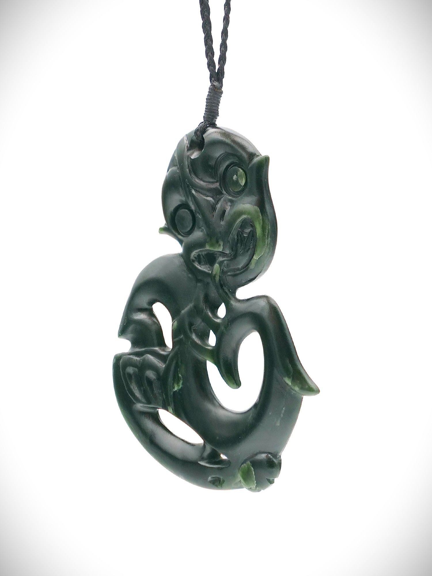Moko Pounamu Hei Tiki NZ Genuine Kawakawa Greenstone - Kohukohu