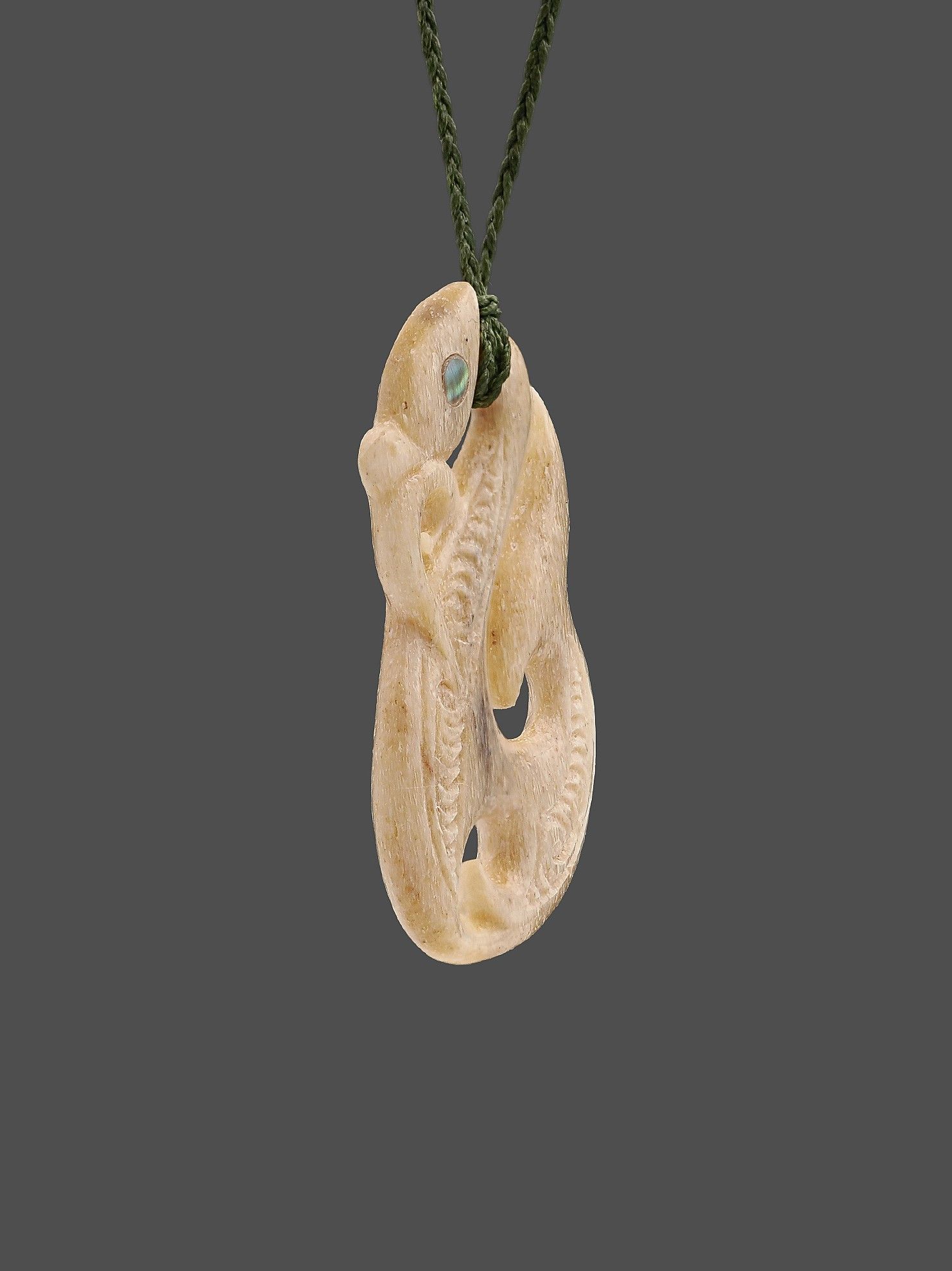 Moko Pounamu Manaia Genuine Whale Bone Carving - Ruatangata