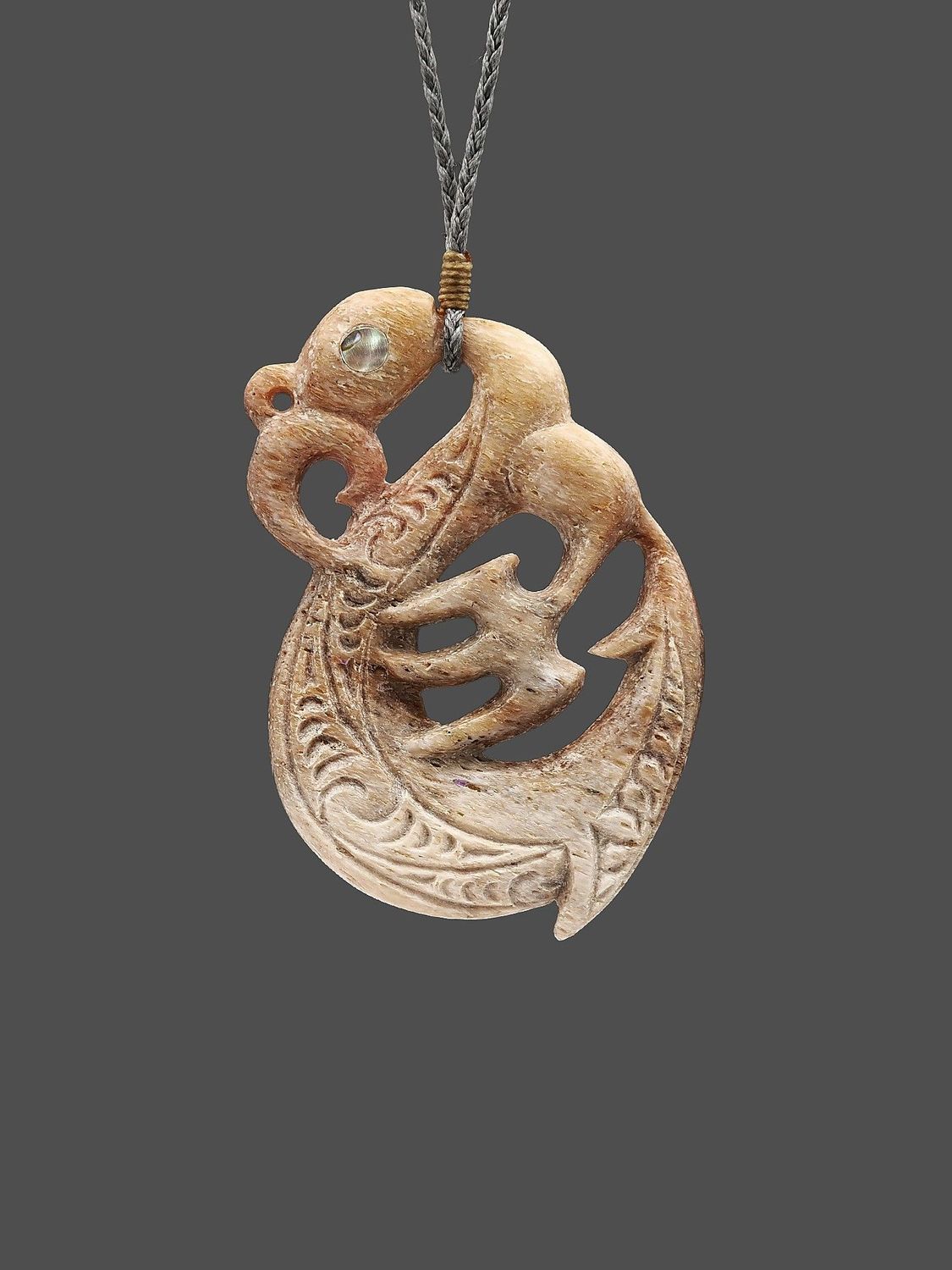 Moko Pounamu Manaia Genuine Whale Bone Carving - Karetu Moko Pounamu Manaia Genuine Whale Bone Carving - Karetu