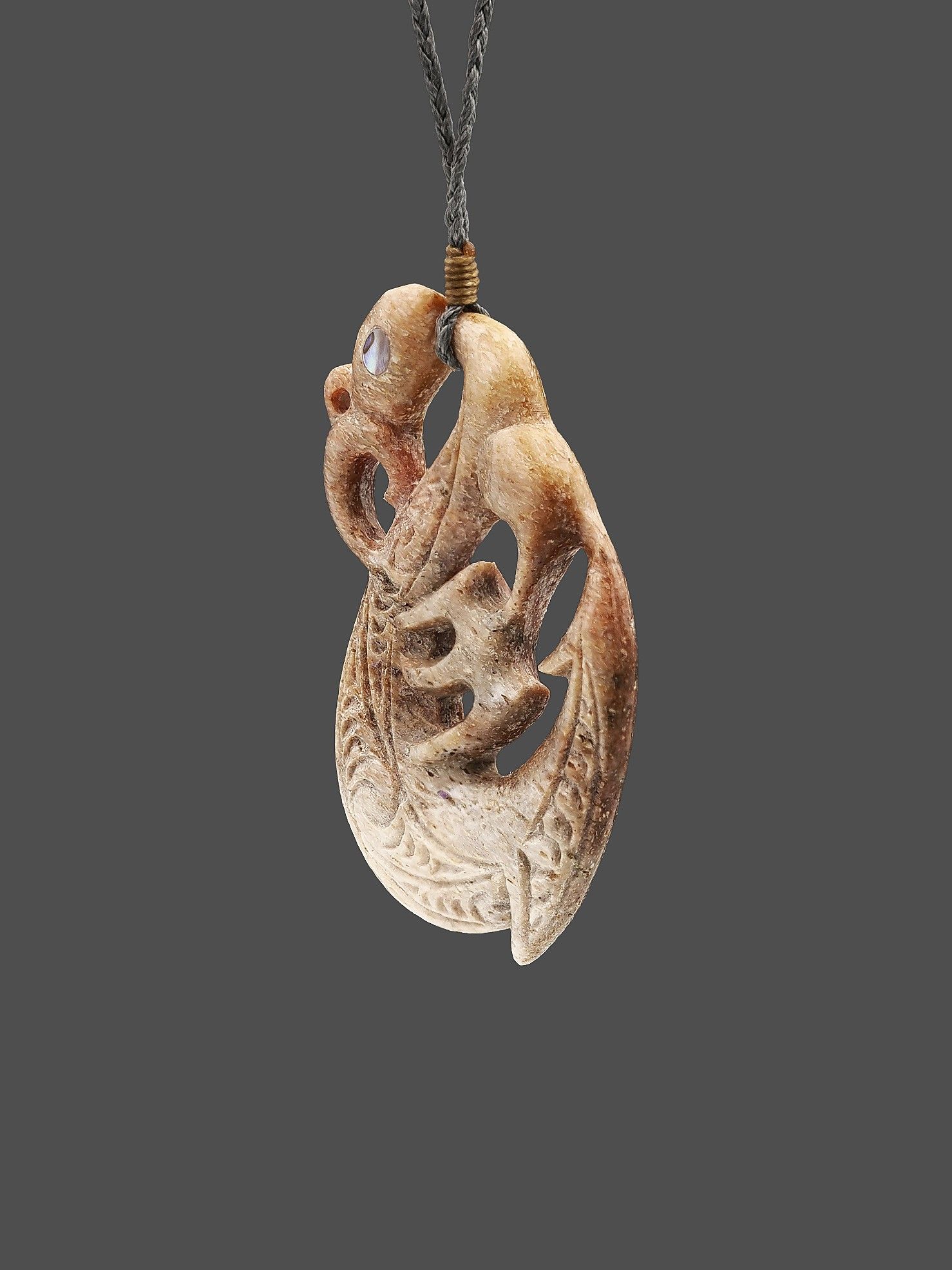Moko Pounamu Manaia Genuine Whale Bone Carving - Karetu