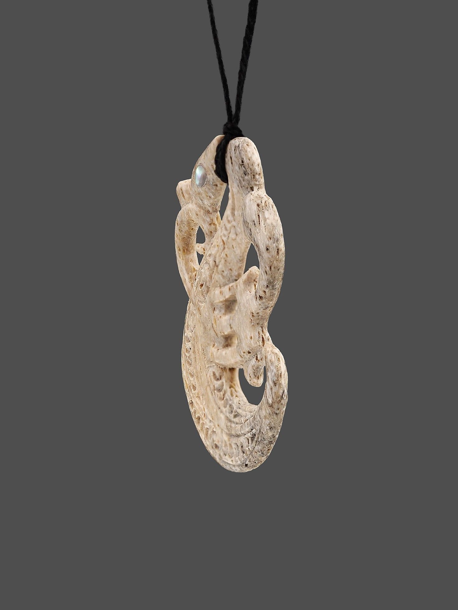 Moko Pounamu Manaia Genuine Whale Bone Carving - Maungatapere