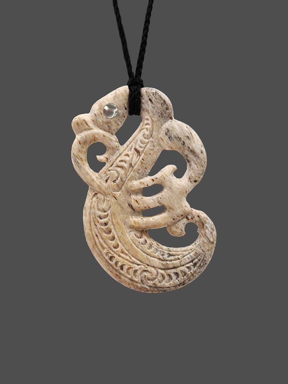 Moko Pounamu Manaia Genuine Whale Bone Carving - Maungatapere Moko Pounamu Manaia Genuine Whale Bone Carving - Maungatapere