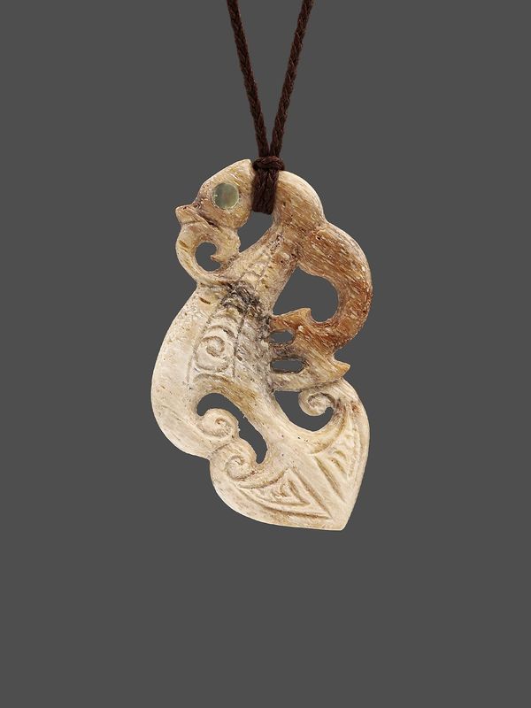 Moko Pounamu Manaia Genuine Whale Bone Carving - Pipiwai Moko Pounamu Manaia Genuine Whale Bone Carving - Pipiwai